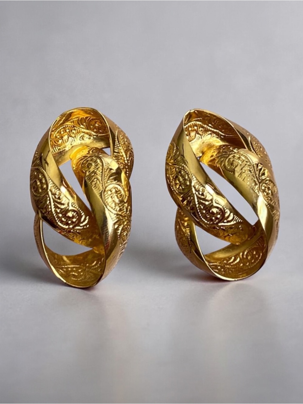 Elegant Gold-Tone Twisted Filigree Hoop Earrings